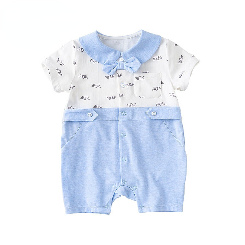 Esaberi Áo Liền Quần Quần Áo Bé Trai Vương Miện Xanh Dương Cotton Cho Quý Ông Quần Áo Trẻ Sơ Sinh