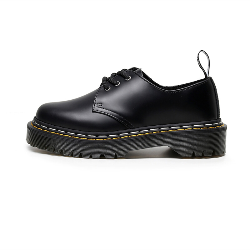 Dr. martens giày nam giày bốt martin đế bằng 1461 da thật đế cao su màu trắng vàng hai đường chỉ kim