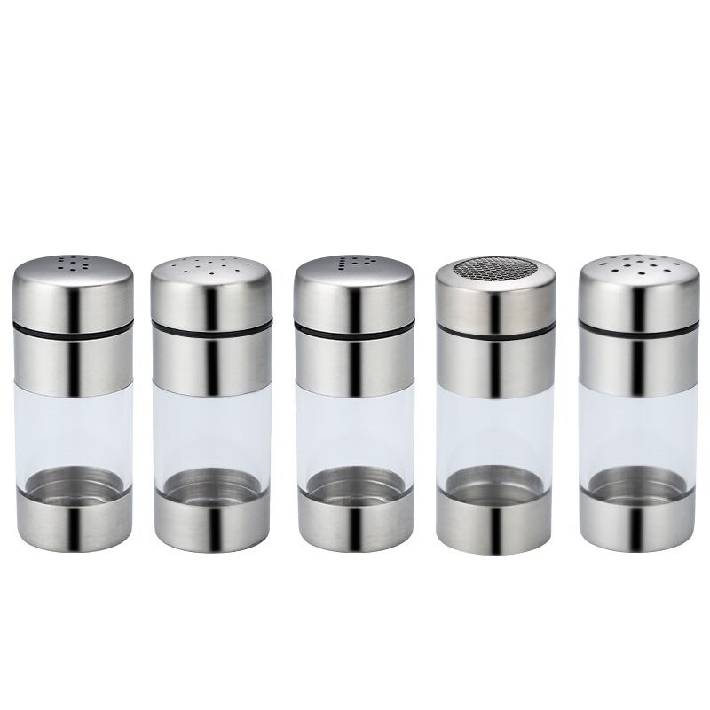 Gambar Kitchen Supplies Seasoning Jar Salt Shaker Acrylic Glass Seasoning Box Household Seasoning Bottle BBQ Sprinkling Bottle Seasoning Bottle