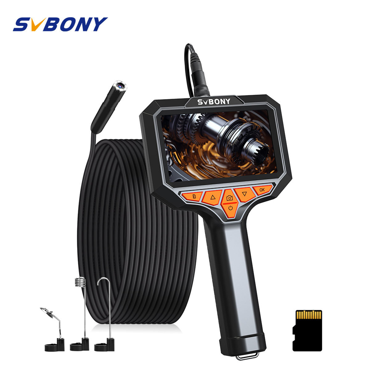 SVBONY SM501 Industrial Endoscope Camera 4.3-inch IPS Display Screen 2.0MP Camera IP67 Waterproof 5m/16.5ft Connector Cable for Industrial Vehicle Maintenance Home Maintenance Car Repair Pipeline Vehicle Inspection ราคา  2,209 บาท*ส่งฟรี