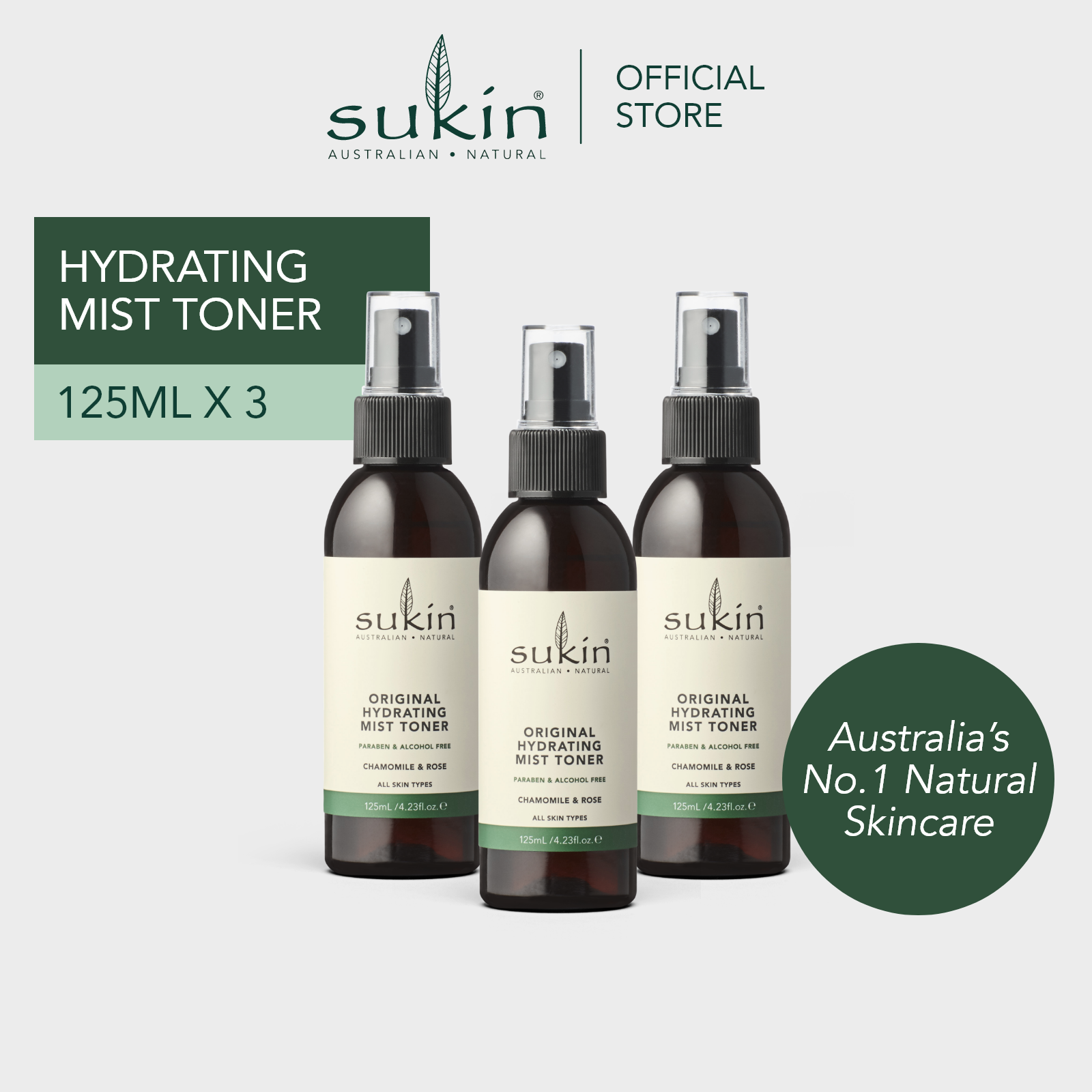 Gambar SUKIN SIGNATURE HYDRATING MIST TONER 125ML [Bundle of 3]