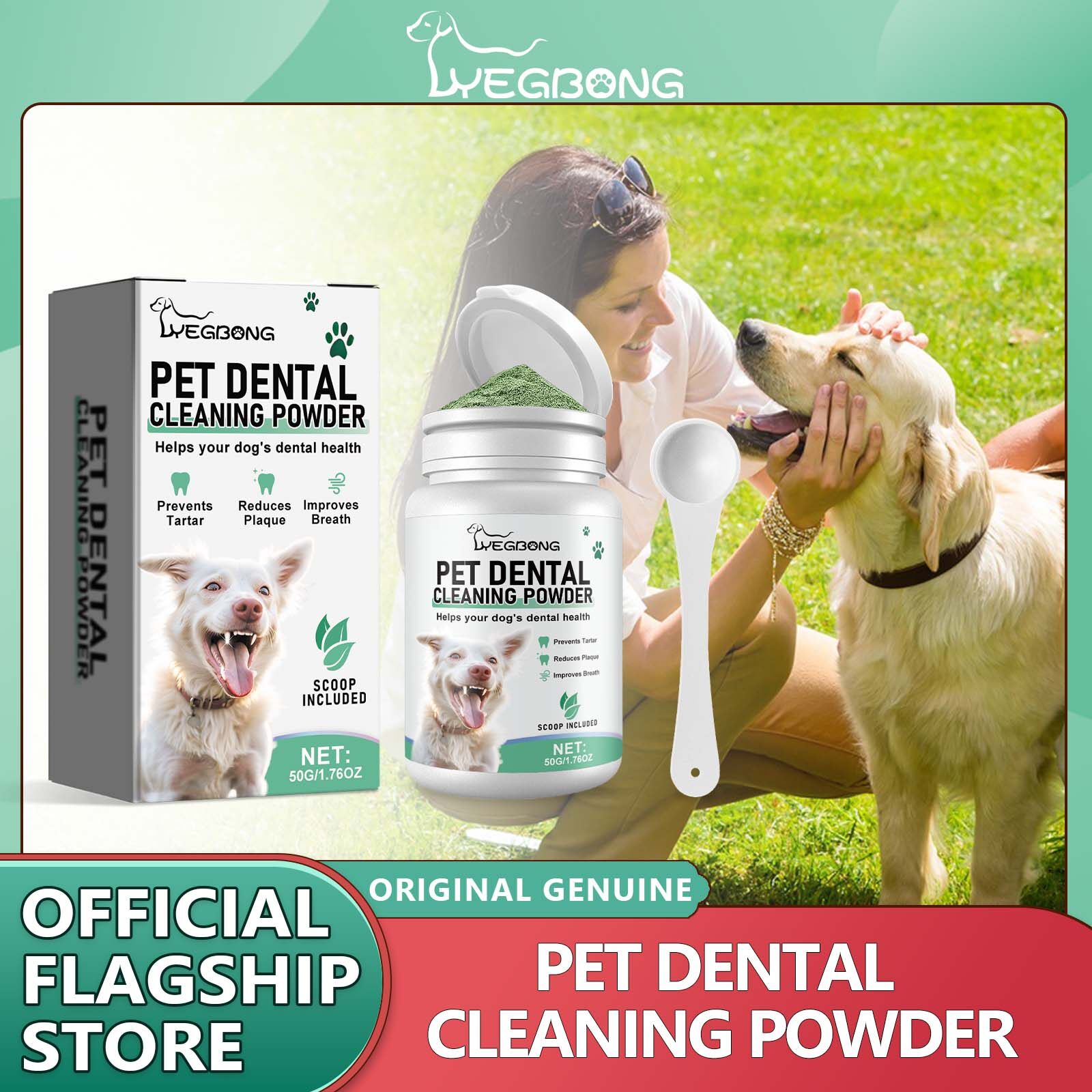 Yegbong Pets Dental Clean Powder Recommended by vets for good oral health Reduces Plaque Prevents Tartar Improves Breath with Probiotics Pet Tooth Cleaning Powder Advanced Powder Dog Care Dog Tooth Powder For Teeth Cleaning Made Easy Eliminate Targets ราคา 193 บาท*ส่งฟรี