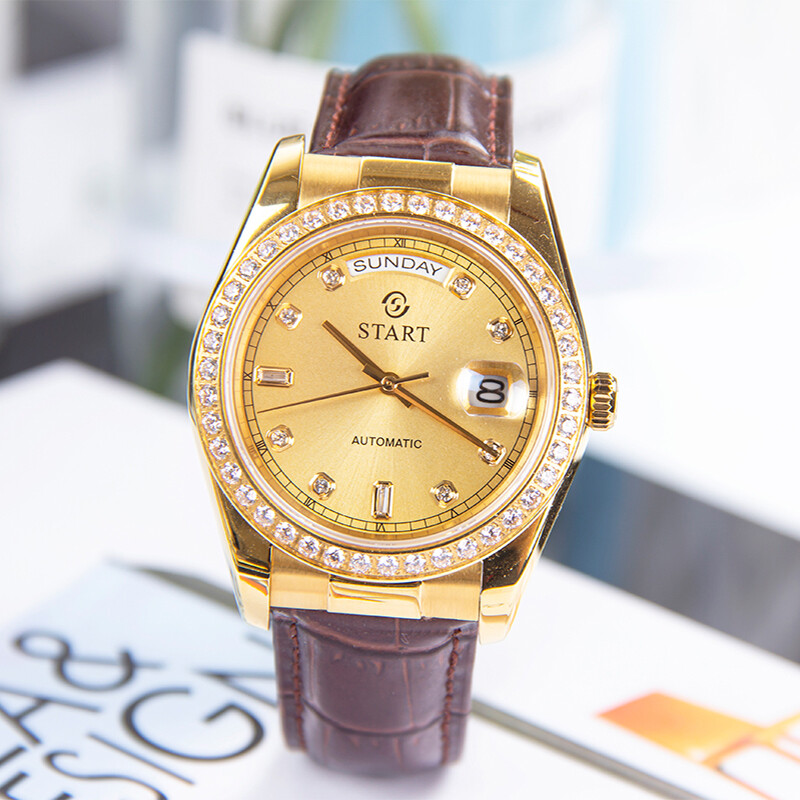【START】Men's Automatic Mechanical Watch Diamond Dial Fashion Casual Watch Waterproof Watch Date Week Display ราคา 14,358 บาท*ส่งฟรี