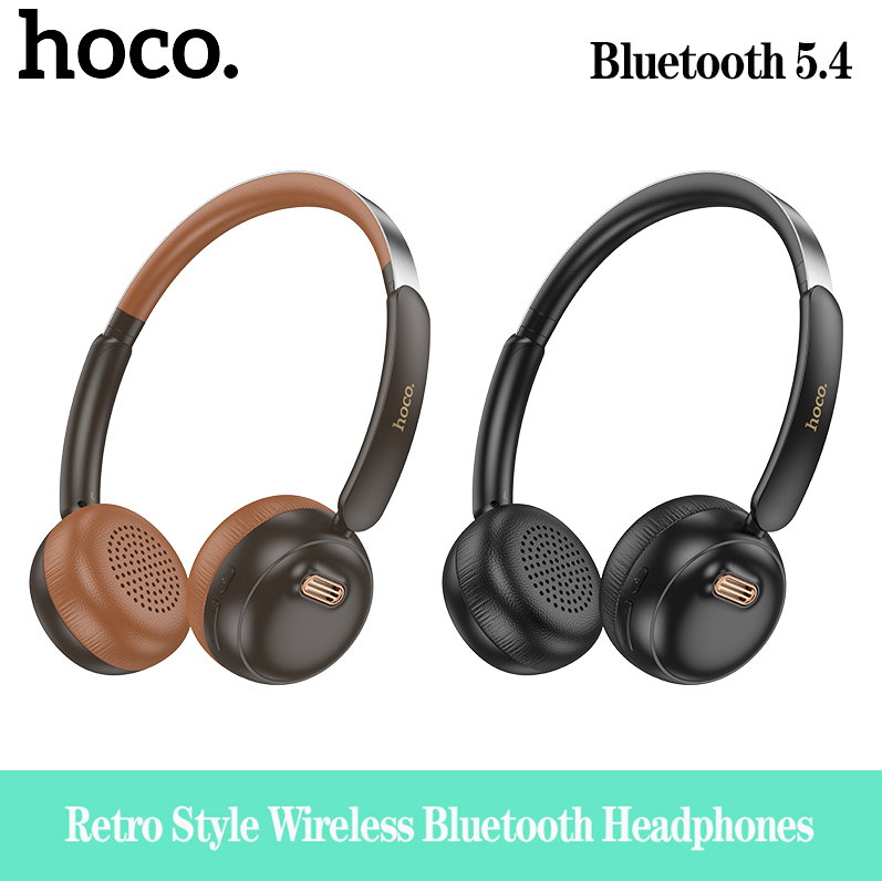 HOCO W62 Retro Wireless Bluetooth Headphones BT5.4 Lightweight Stereo Music Game Sports Headphones With Mic 30 hours Long Endurance Retro Style Headphones For All Smartphone Universal ราคา 550 บาท*ส่งฟรี
