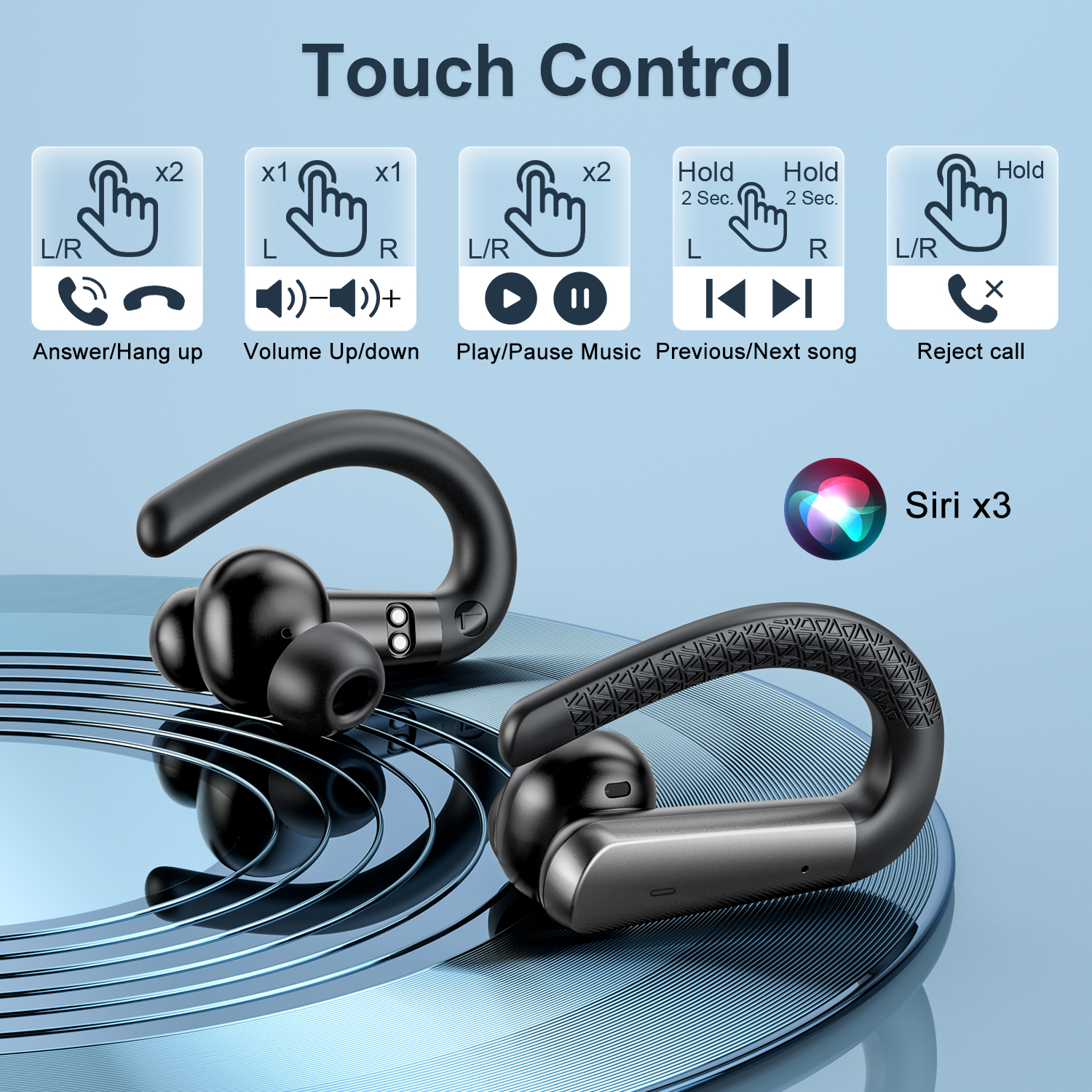 Wireless Bluetooth Earbuds Sport Headphones With Led Display Mic_voghion.com