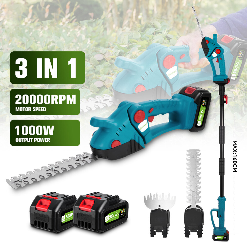 3 IN 1 Telescoping Pole Electric Hedge Trimmer 20000RPM Pruning Shears Shrub Pruning Mower Garden Tools For Makita 18V Battery ราคา 1,772 บาท*ส่งฟรี