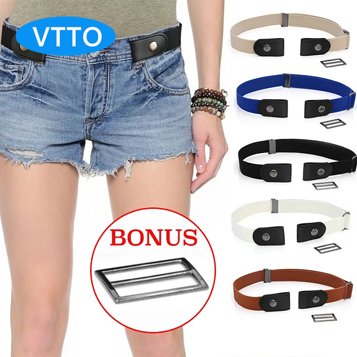Vtto thắt lưng không khóa 110cm cho quần jeans, thắt lưng co giãn không khóa cho nam/nữ, thắt lưng không rắc rối