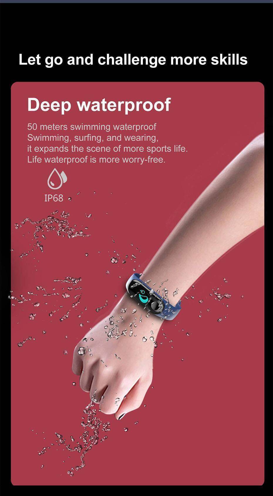 Newest Smart bracelet M3 Sports Blood Pressure Oxygen Heart Rate Monitor Watch Message Caller Smart Band PK For Xiomi mi band 3 (6)