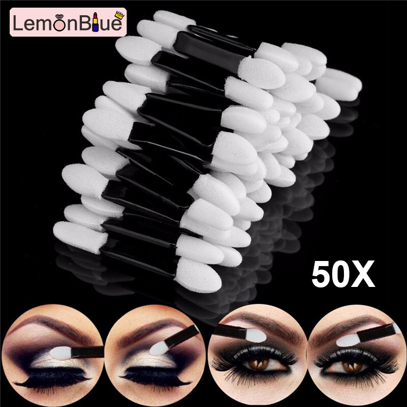 Gambar LemonBlue 50pcs Professional Double Ended Disposable Eyeshadow Pen Sponge Make Up Supplies Cosmetic Brushes
