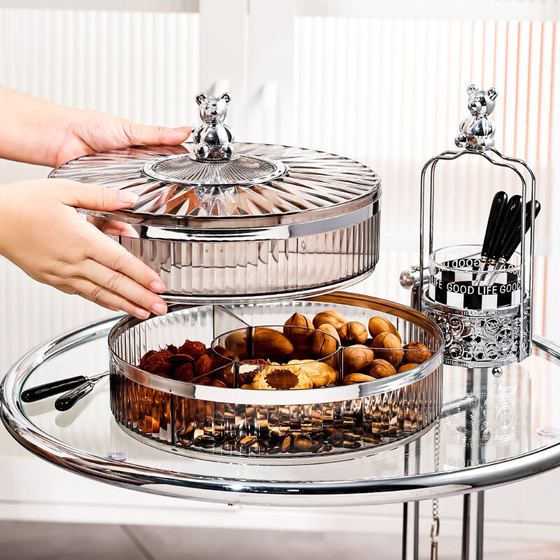 Gambar Bear Sealed Snack Storage Box Living Room Dried Fruit Plate Home 2022 New Fruit Plate Nut Candy Box Marriage