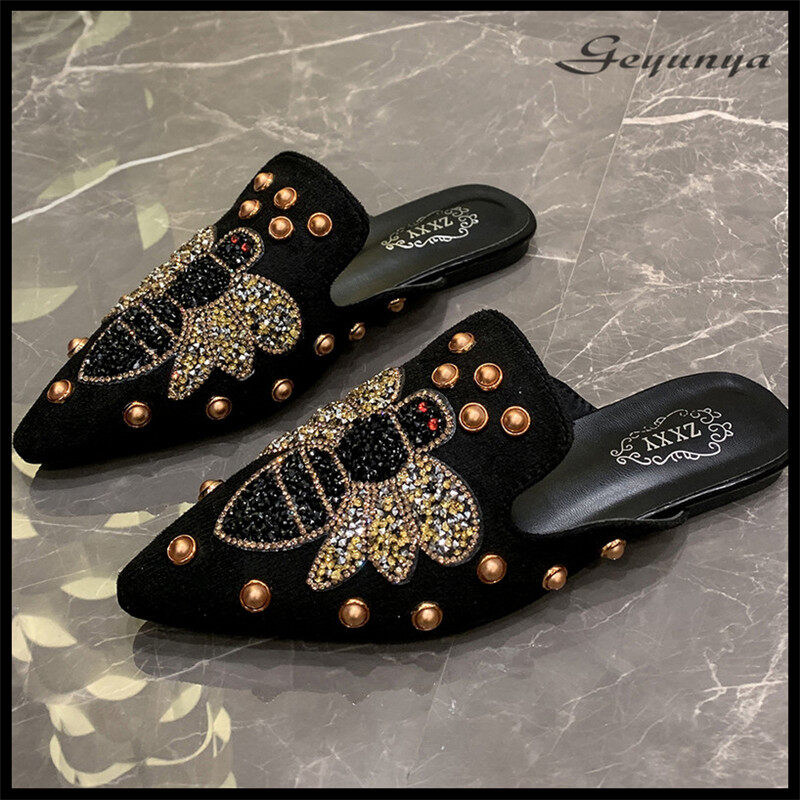 geyunya Fashion Women Mules Beautiful Bee Pattern Flat Sandals (Size 35-42) - 2