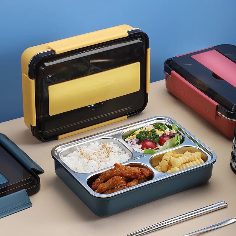 Gambar [Ready Stock] 1000ml 304Stainless Steel Microwavable Lunch Box Student Bento Box ?? ???