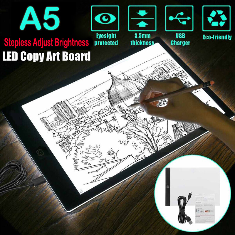 Ultra-Thin Tracing LED Copy Board Three Degree Dimming USB Powered for Drawing Sketching Animation Stenciling Portable A5 Light Box 