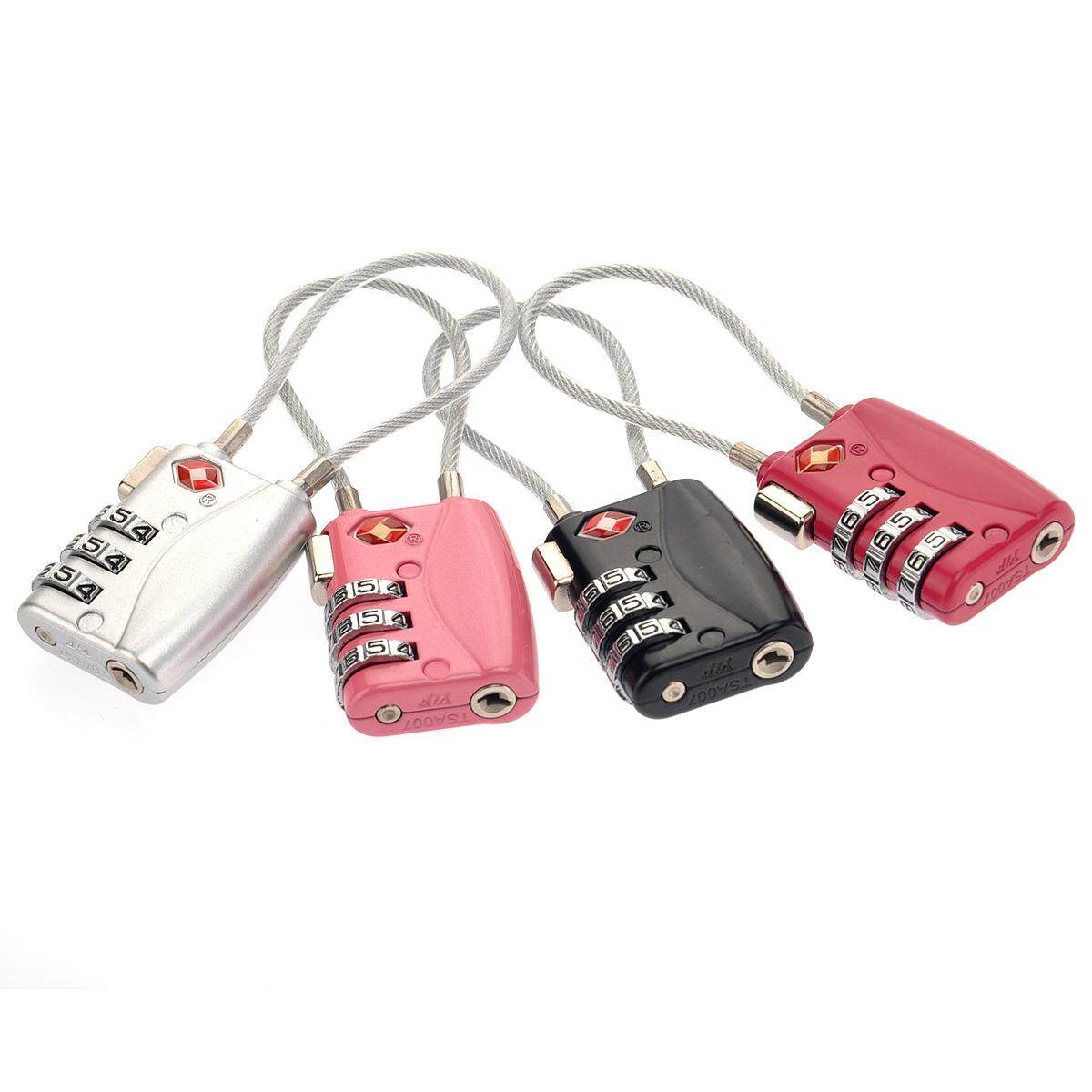 Backpack Travel Lock Security Luggage Locks 3-Digit Combination Padlock TSA Lock Cable 5 Pcs Black,Red,Pink,Silver, Blue