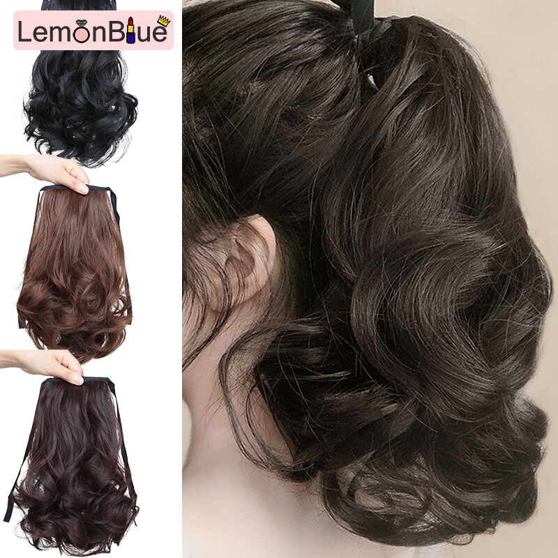 Gambar LemonBlue Fashion Curly Ponytail Wigs Realistic Wavy Hair Extensions for Women Girls Fashion Curly Ponytail Wigs Women Girls Realistic Wavy Hair Extensions Personalized Hair Accessories Reusable Durable Easy to Use