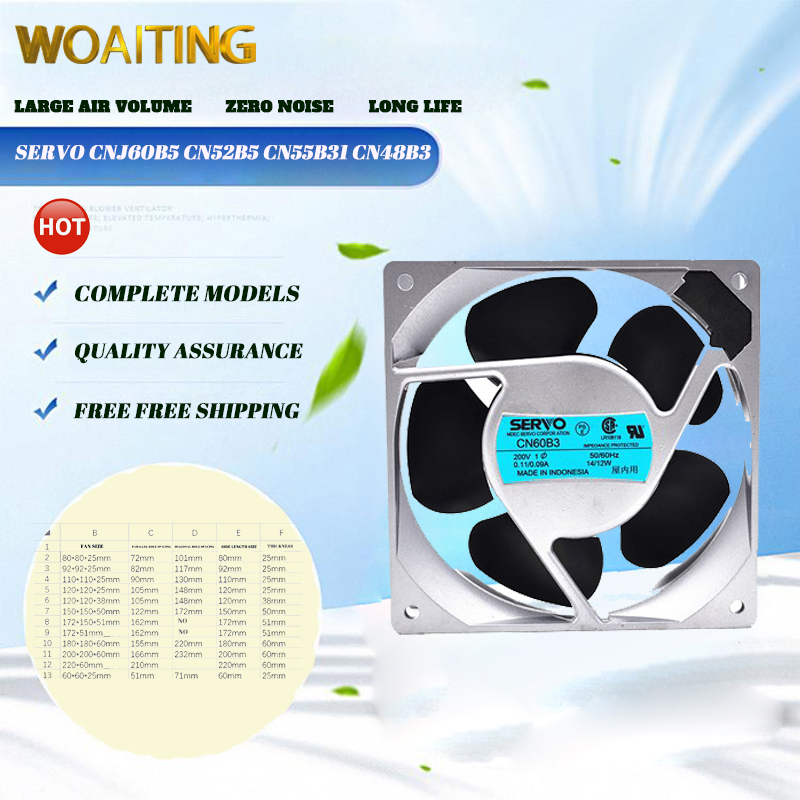 SERVO CNJ60B5 CN52B5 CN55B31 CN48B3 12CM 12038 200V Cabinet Cooling Fan 120*120*38mm Giá 461,000 Đồng*Miễn phí vận chuyển
