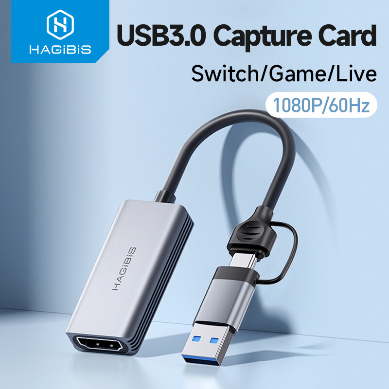 Hagibis HDMI-compatible to Usb 3.0 Type-c Video Capture Card USB/Type-c Dual interface Video Game Grabber Record ms2130 chip for PS4/5 Xbox Switch Live Camera Switch to Hdmi Video Usb Device ns game computer Live Broadcast