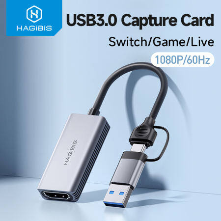 Hagibis HDMI-compatible to Usb 3.0 Type-c Video Capture Card USB/Type-c Dual interface Video Game Grabber Record ms2130 chip for PS4/5 Xbox Switch Live Camera Switch to Hdmi Video Usb Device ns game computer Live Broadcast