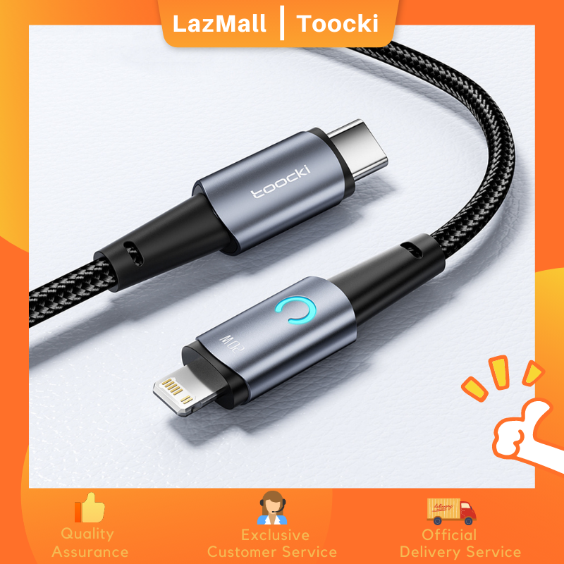 Toocki cáp pd 20w usb c sang lightning cho iphone 12 13 14 pro max mini xs led pd sạc nhanh cáp dữ liệu usb type c sang lightning
