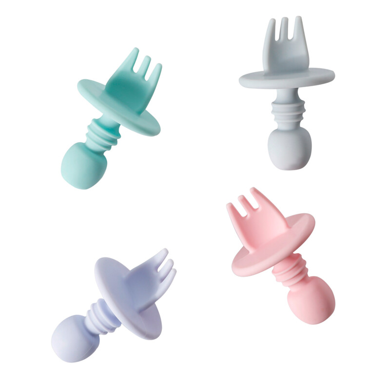 Bé Silicone Ngã Ba 100% dùng cho thực phẩm & Bpa-Miễn Phí Tự Thức Ăn Đồ Dùng Chống-Choke Toddler Đồ Dùng Toddler LED Cai