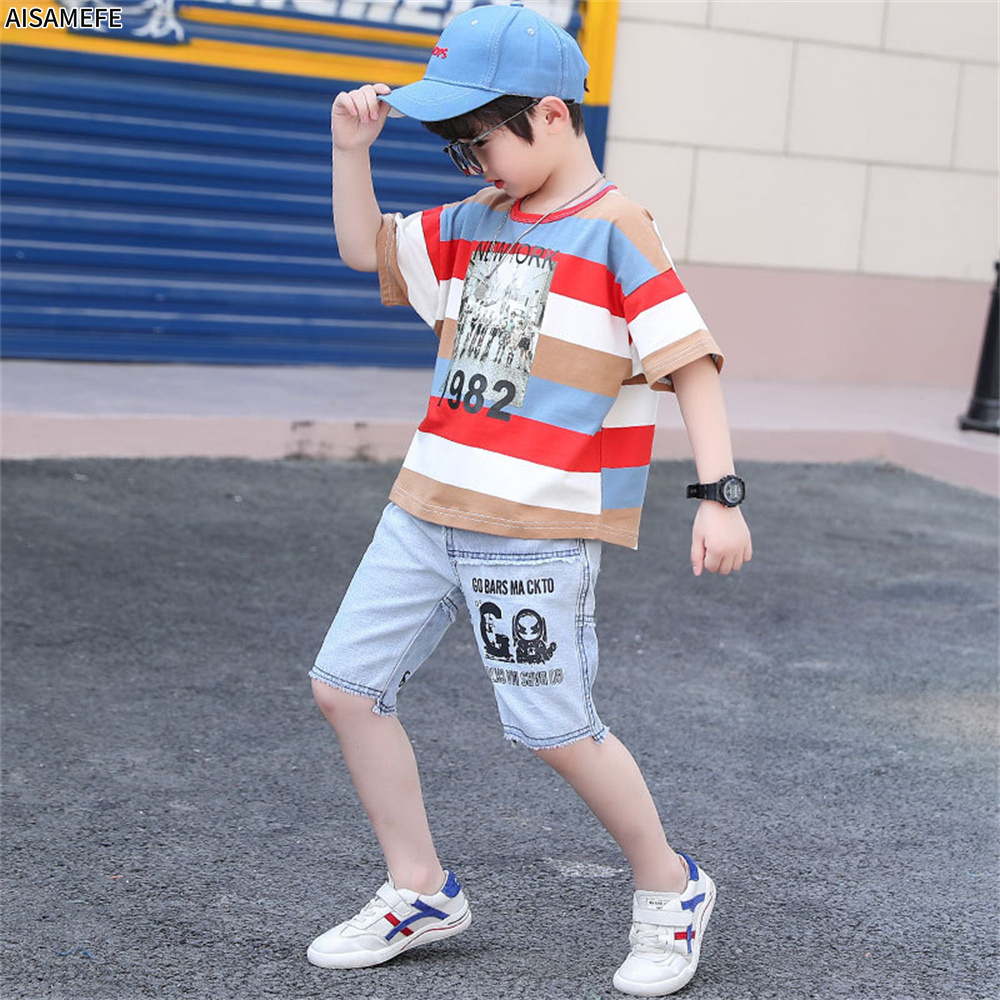 AISAMEFE Kids For Boys Summer Children Clothing Suit 2022 Medium Short-Sleeved Handsome Korean Version Two-Piece Trend ราคา 508 บาท*ส่งฟรี