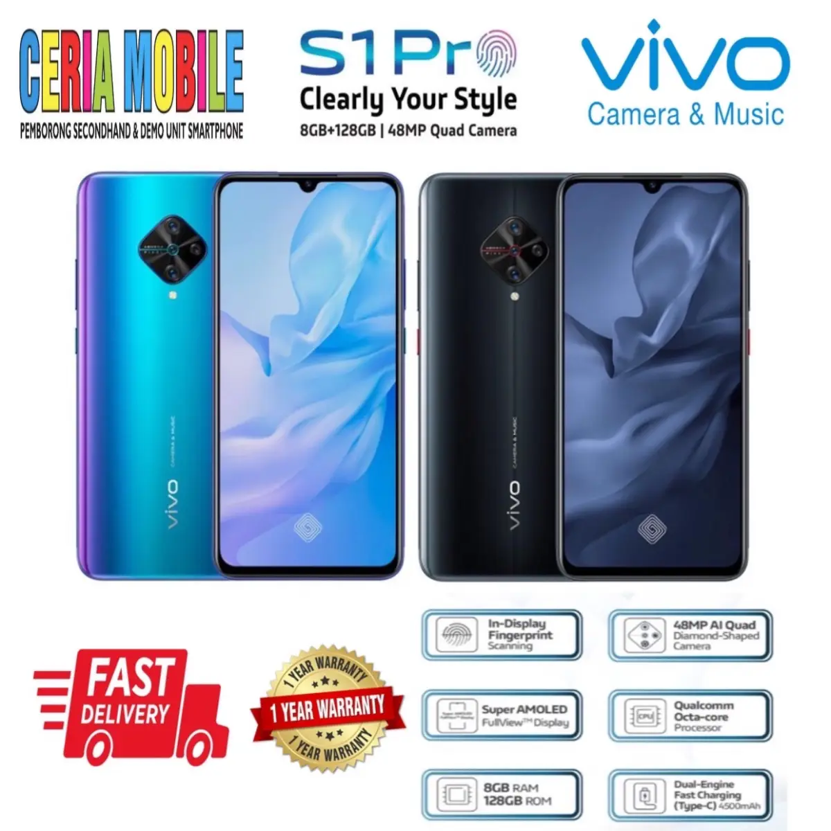 New Vivo S1 Pro 8gb Ram 128gb Rom 1 Year Vivo Malaysia Warranty Lazada