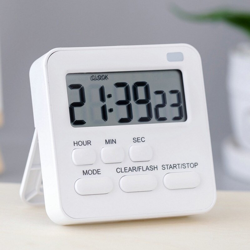 Đa chức năng trắng im lặng đồng hồ đếm ngược nhỏ Để Bàn Đồng hồ báo thức điện tử với khung