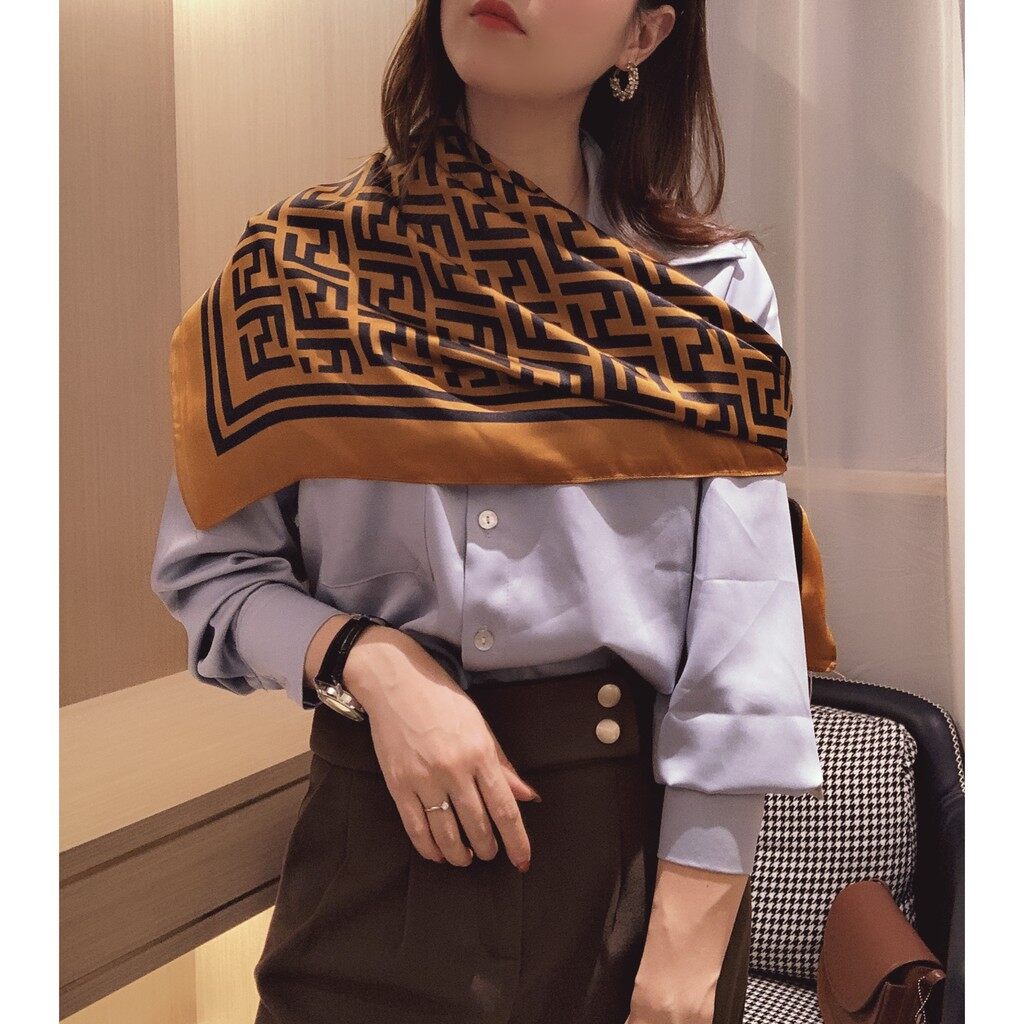 Outfit Fendi Square Scarf Ready Stock Printed Scarf Square Scarf