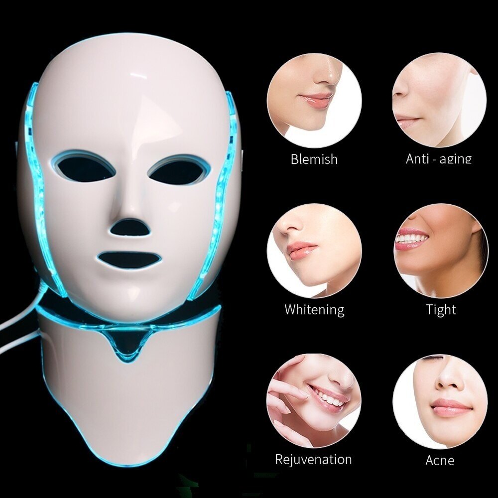 Gambar KL Stock 7 color LED Mask photons of red light therapy for healthy skin Collagen anti aging wrinkles scars Korean mask