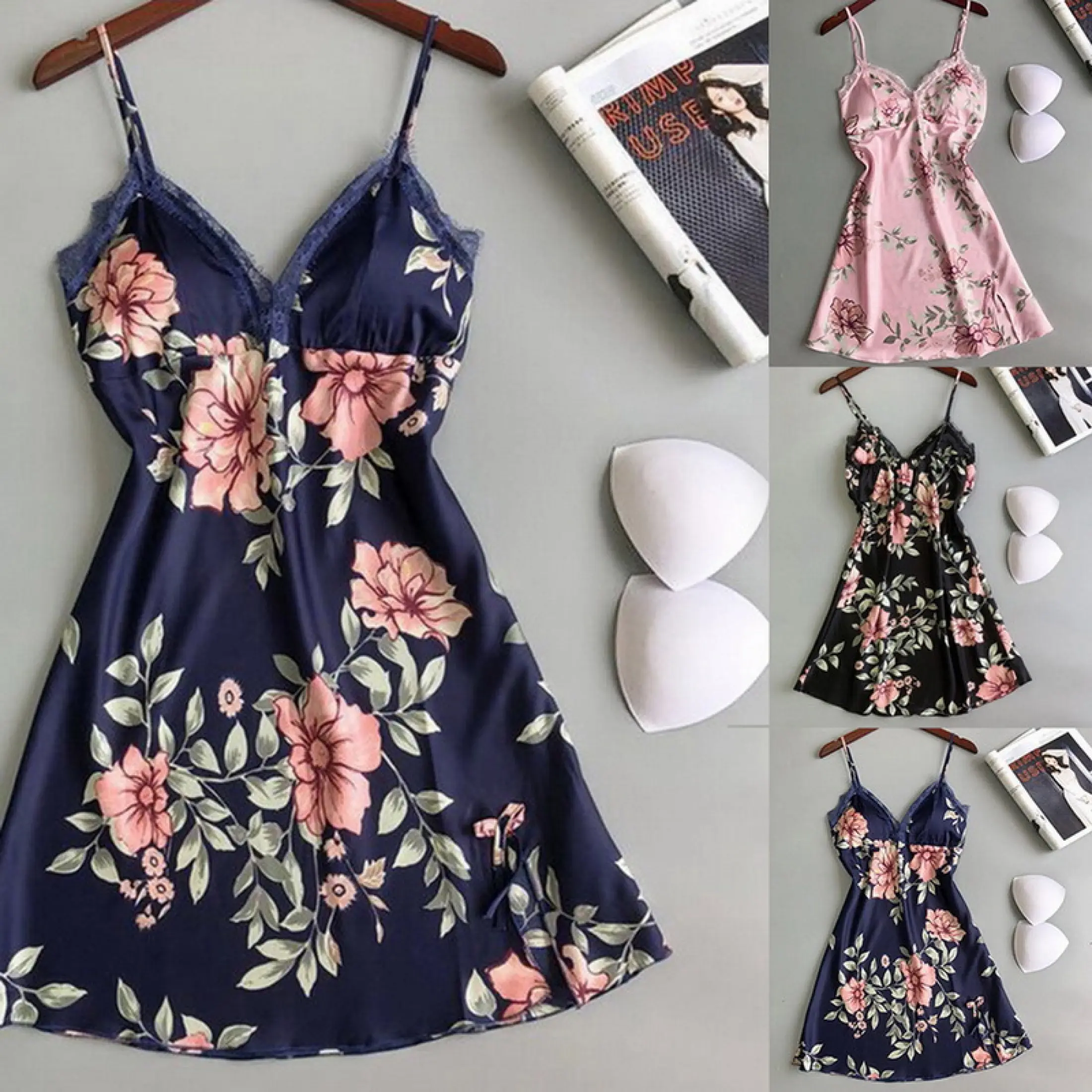 Plus Size Sleepwear For Woman Floral Printing V Neck Night Dress Sexy Sleeveless Lingerie Pajama For Women Lazada Ph