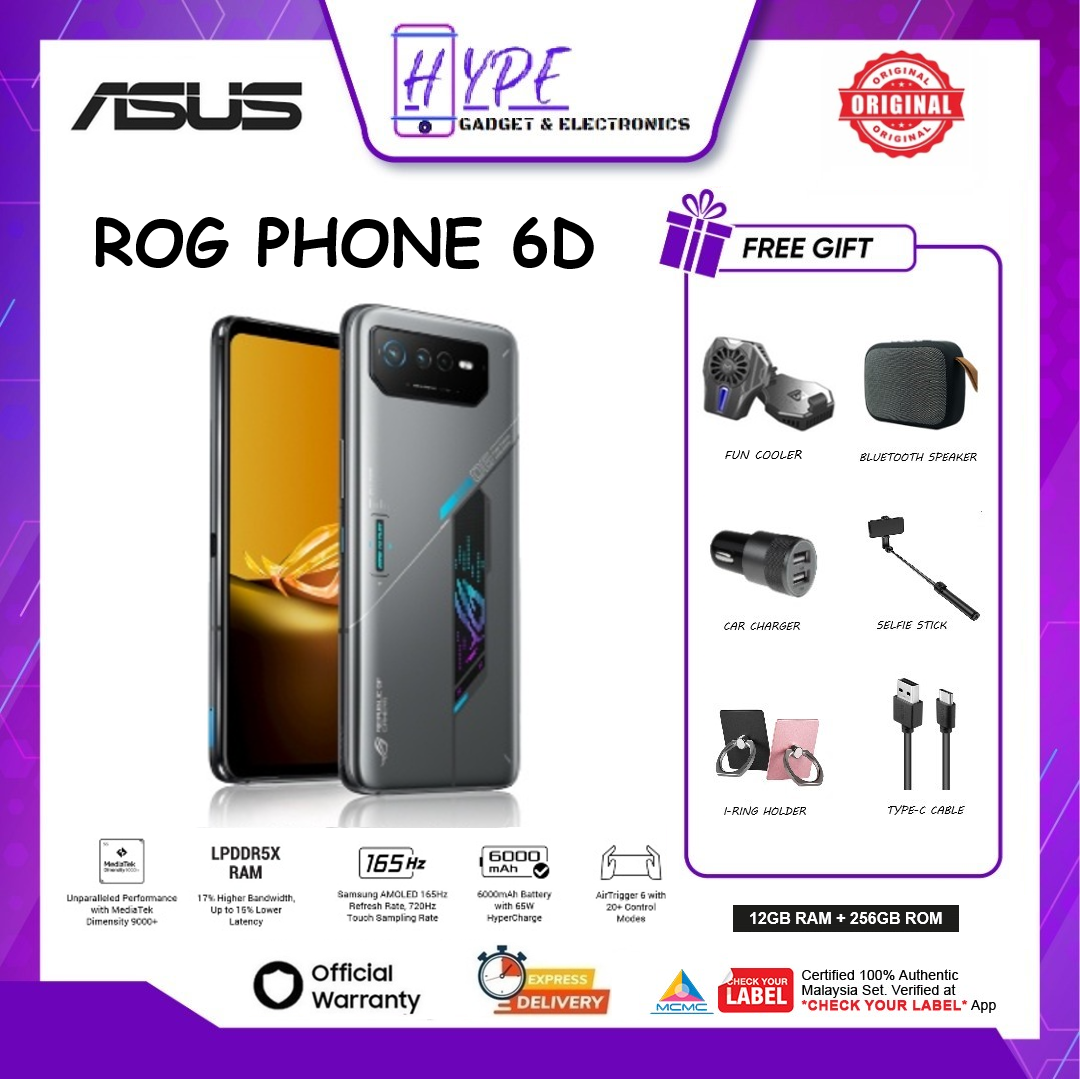 ASUS ROG 6D 5G Phone (12GB RAM + 256GB ROM) 6.78" Inch AMOLED | SONY IMX766 50 MP | 6000 mAh Battery | MediaTek Dimensity 9000+