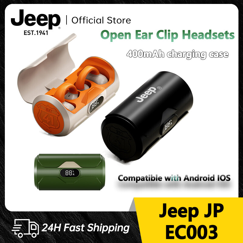 Jeep ec003 Tai nghe không dây, Bluetooth 5.4 Khuyên tai tai nghe, mở Khuyên tai tai nghe kèm micro, mini tai nghe gắn tai không dây Bluetooth cho chạy bộ thể thao phòng tập thể dục, USB-C, tương thích với IOS Android