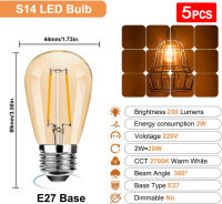 E27 Vintage LED Edison Bulb 1W 2W S14 Plastic LED Filament Bulbs 2700K Warm White Home Decoration Pendant Light Source 90% Energy Saving