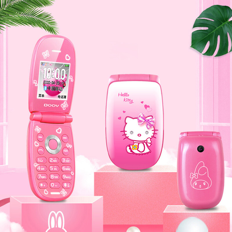 Điện thoại di động trẻ em học sinh dễ thương lật nhỏ hello kitty w88-m