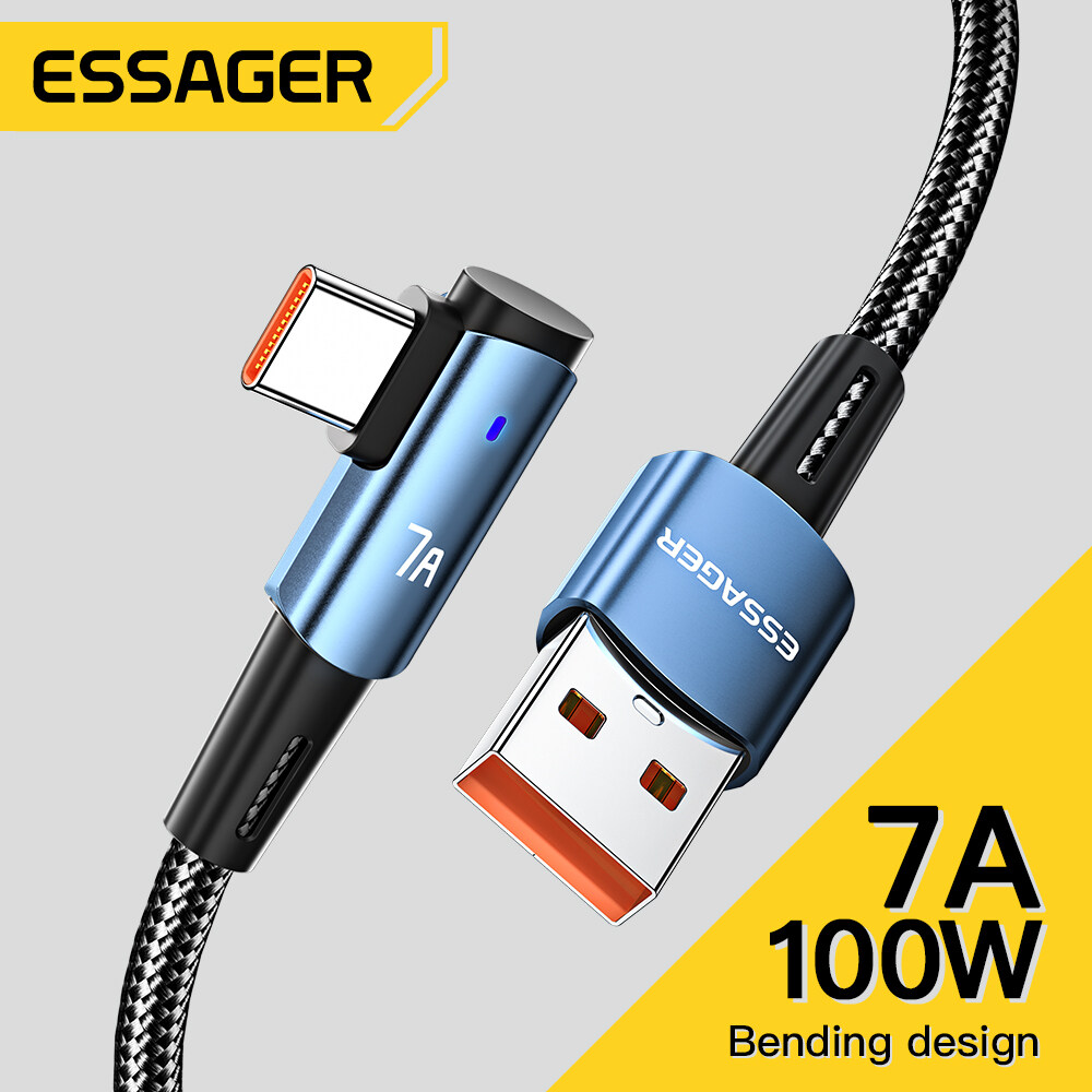 Essager Cáp USB Type C 7A Có Góc Cho OPPO Dây Sạc Nhanh 100W Cho Honor Huawei P40 Oneplus Realme USB