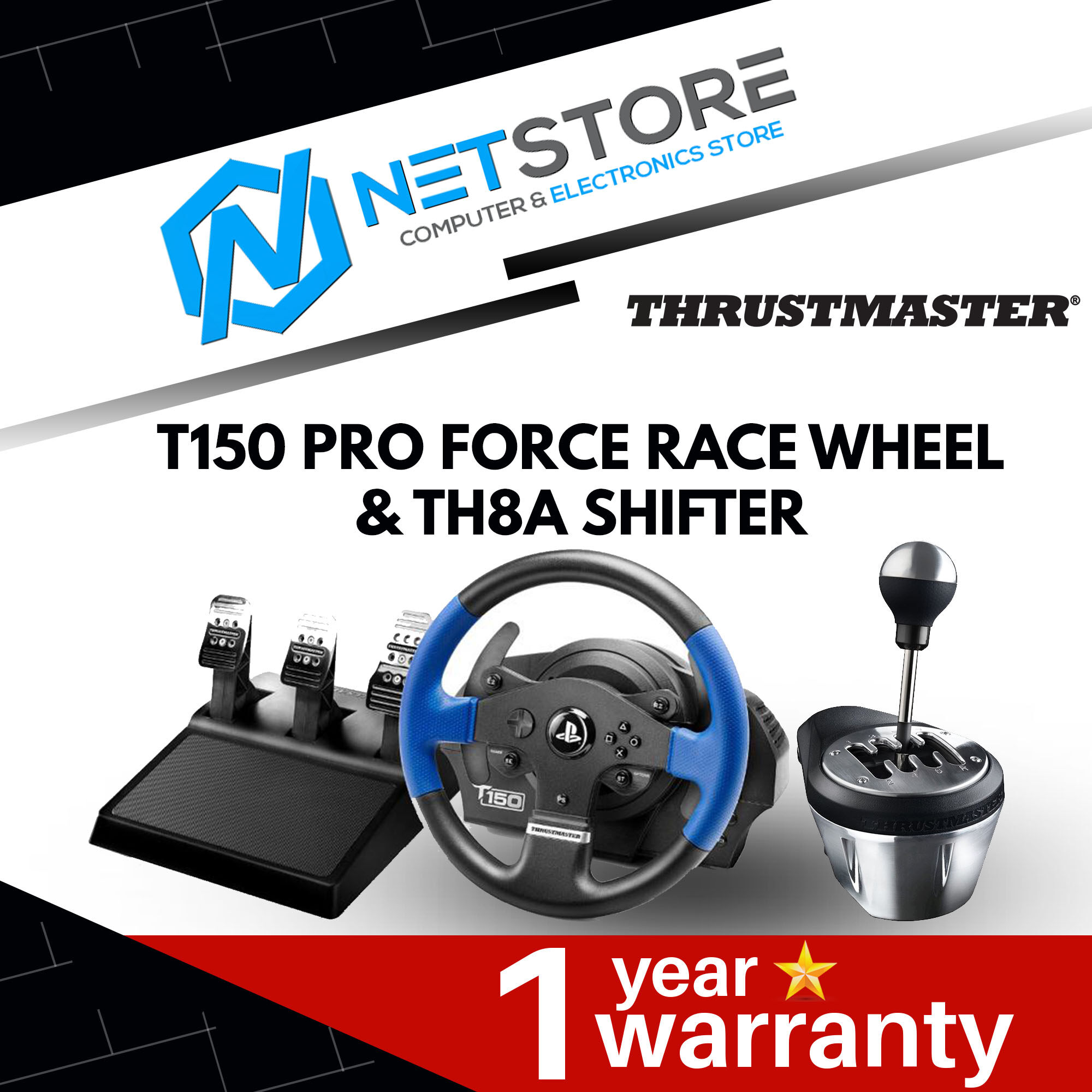 THRUSTMASTER BUNDLE T300 RS GT EDITION RACING WHEEL & Th8A SHIFTER 