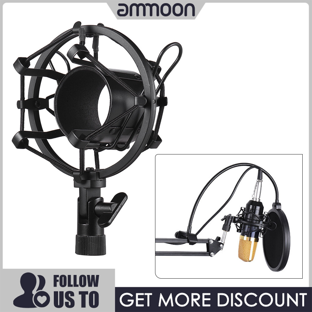 [ammoon]Metal Univerdal Condenser Microphone Mic Shock Mount Holder Bracket Anti-vibration for On-line Broadcasting Studio Music Recording ราคา 194 บาท*ส่งฟรี