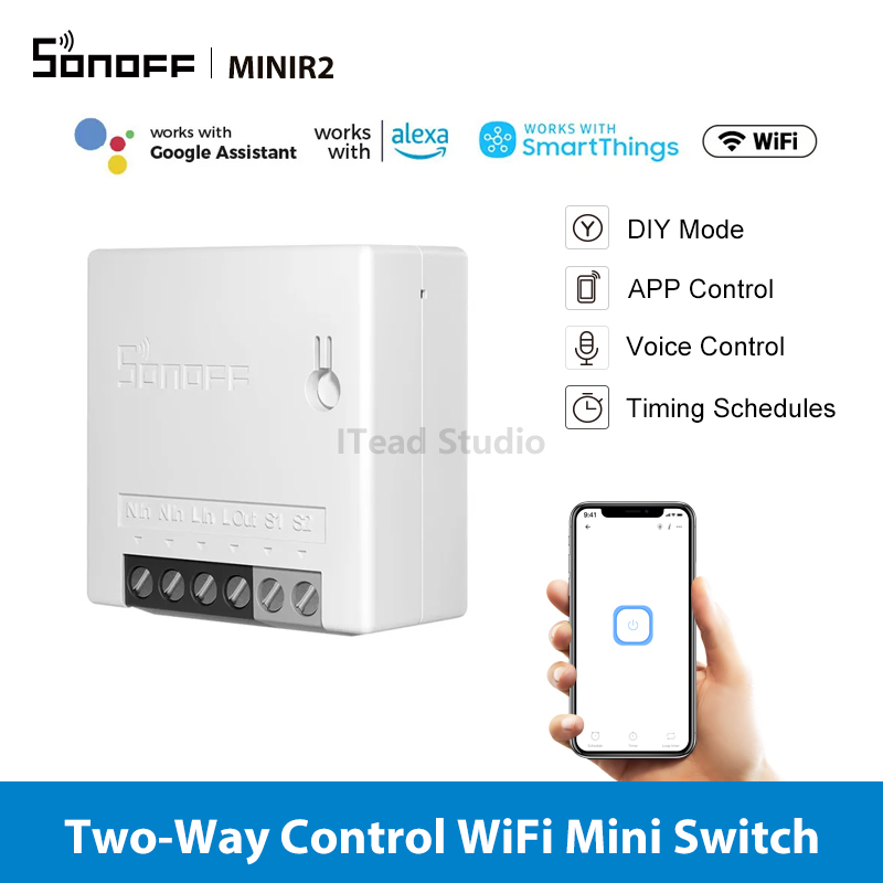ITEAD SONOFF MINIR2 WiFi Công tắc thông minh mini Công tắc đèn điều khiển hai chiều eWeLink APP / Thời gian / Điều khiển bằng giọng nói Mô-đun thông minh DIY, 3 chế độ hoạt động với Công tắc bên ngoài