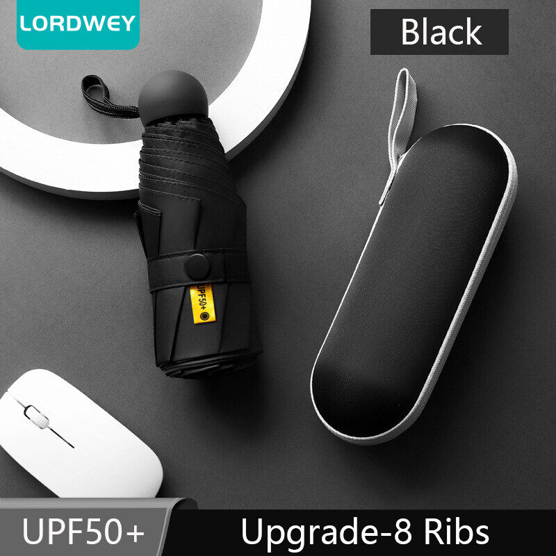 Lordwey ô che nắng mini 8 sườn ô con nhộng bỏ túi xách tay ô gấp chống nắng uv có hộp