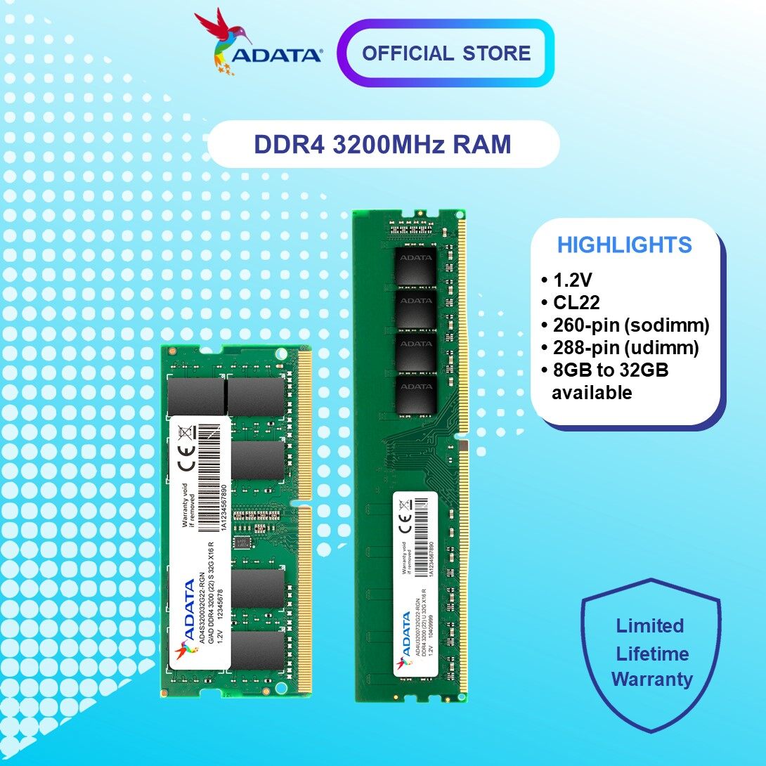 So Dimm Adata 8gb Ddr4 3200mhz Oc U Dimm Adata Ram Adata Ram 8gb
