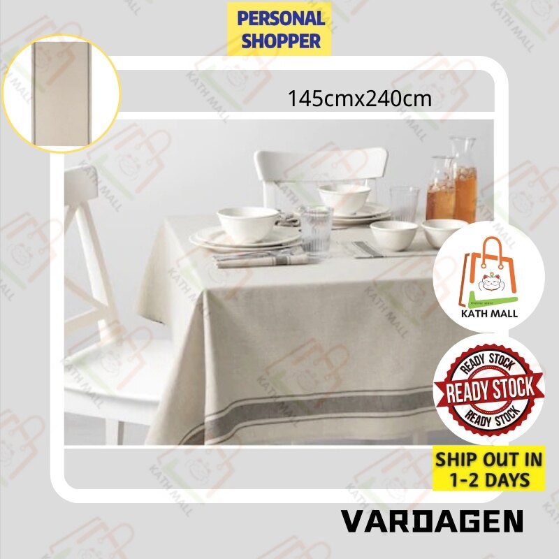 Gambar IKEA VARDAGEN Tablecloth, beige145x240 cm I Alas meja