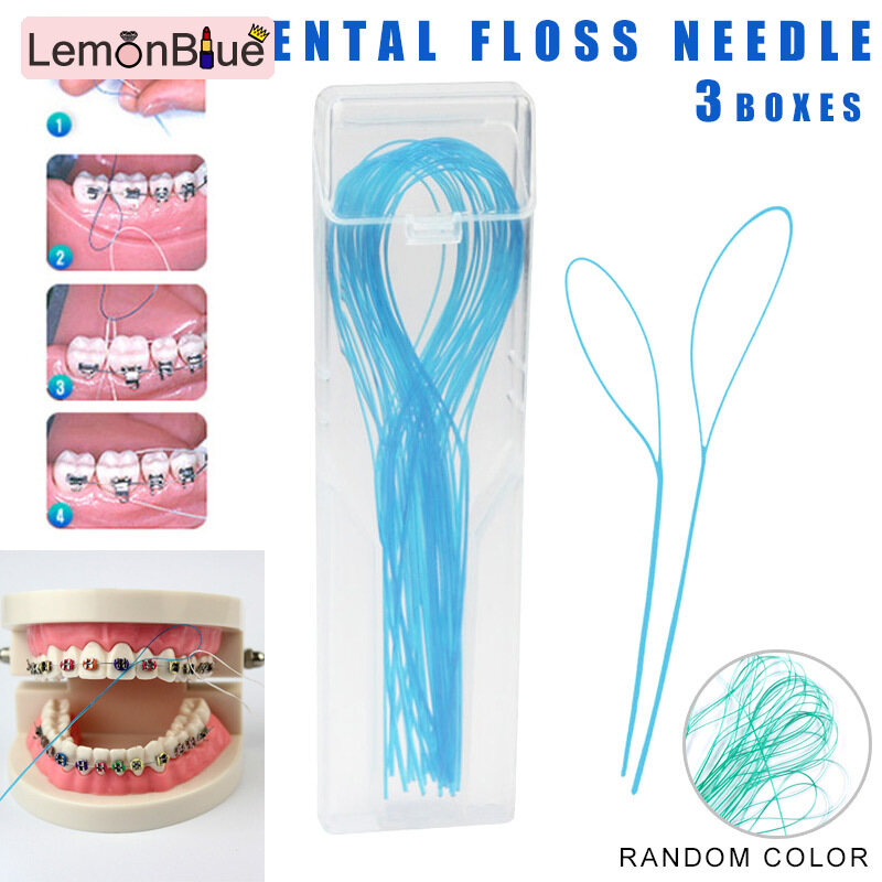 Gambar LemonBlue 3 Packs Floss Threaders Tooth Floss Holders Between Orthodontic Braces Bridge