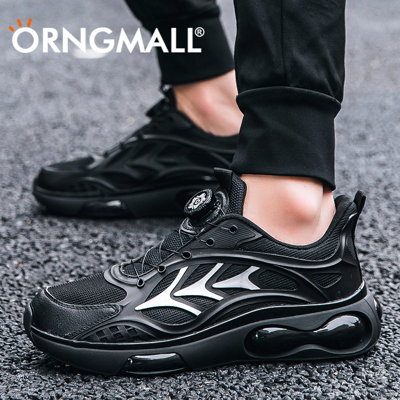 ORNGMALL High-quality Sport Shoes for Men Knob Lock Sneakers Men Buckle Casual Walking Shoes Shockproof Jogging Running Shoes 38-45 ราคา 579 บาท*ส่งฟรี