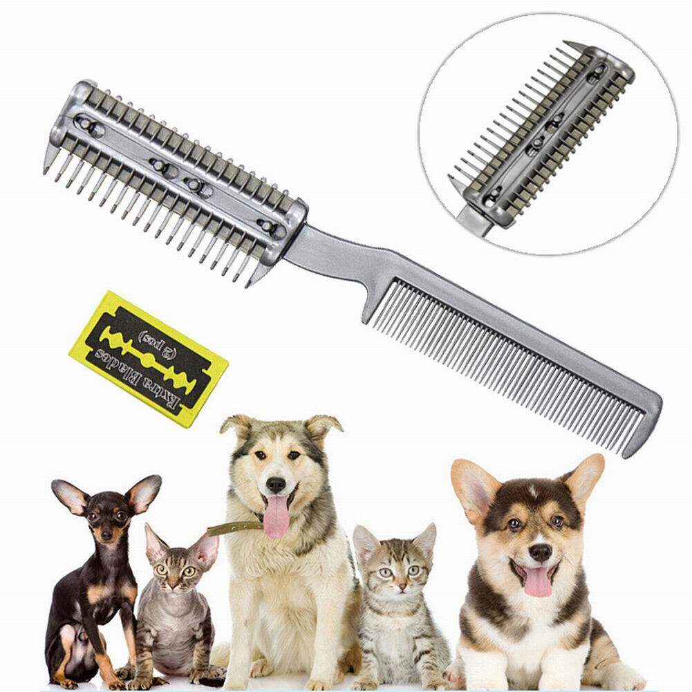 hair cutting comb with blade