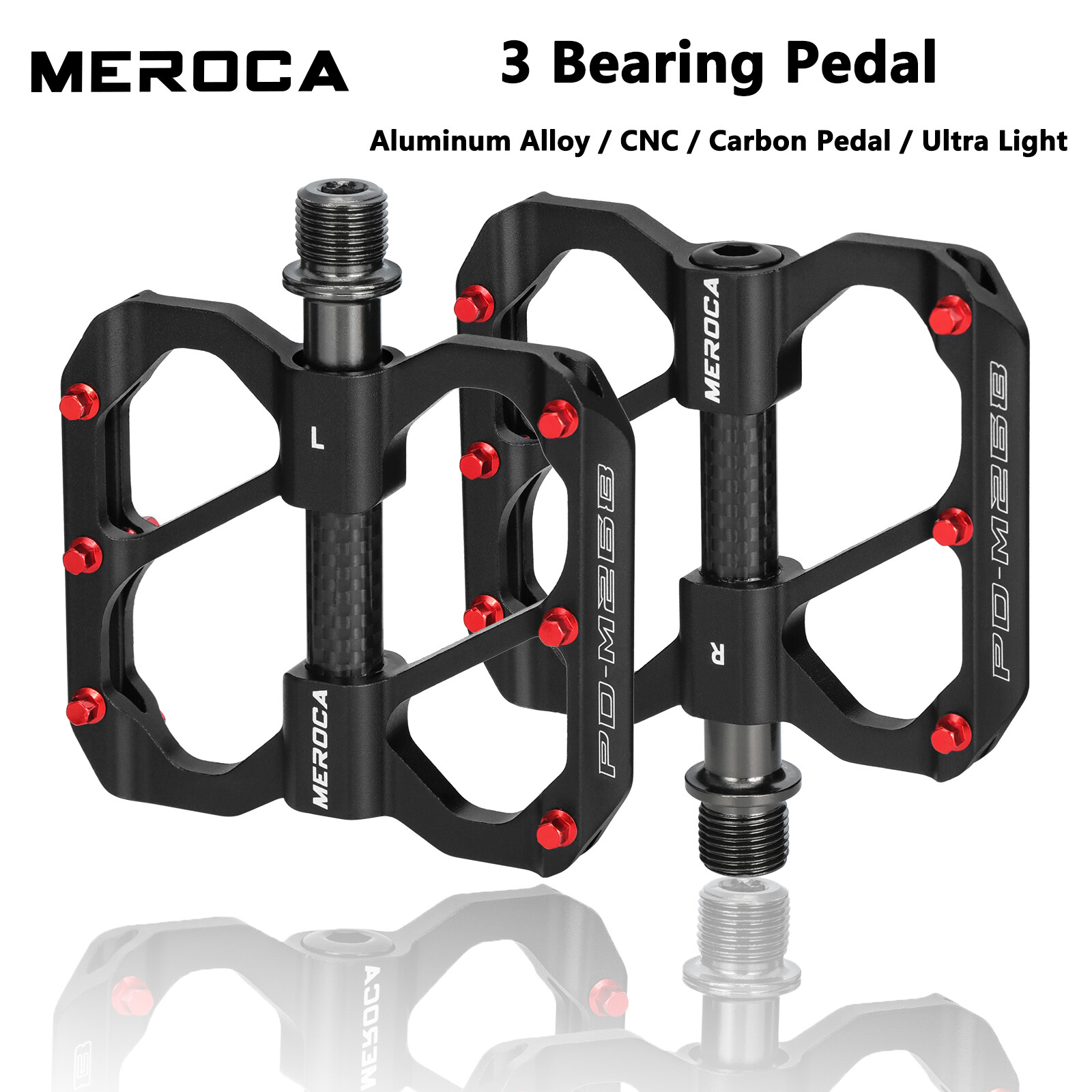  Meroca xe đạp leo núi Carbon bàn đạp 3 mang hợp kim nhôm CNC bàn đạp MTB xe đạp đường trường nền tảng bàn đạp 