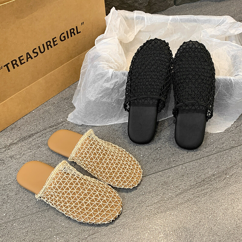 MANXIXI Women Fashion Loafers Beautiful Mesh Flat Mules Sandals (Size 35-40) ราคา 458 บาท*ส่งฟรี