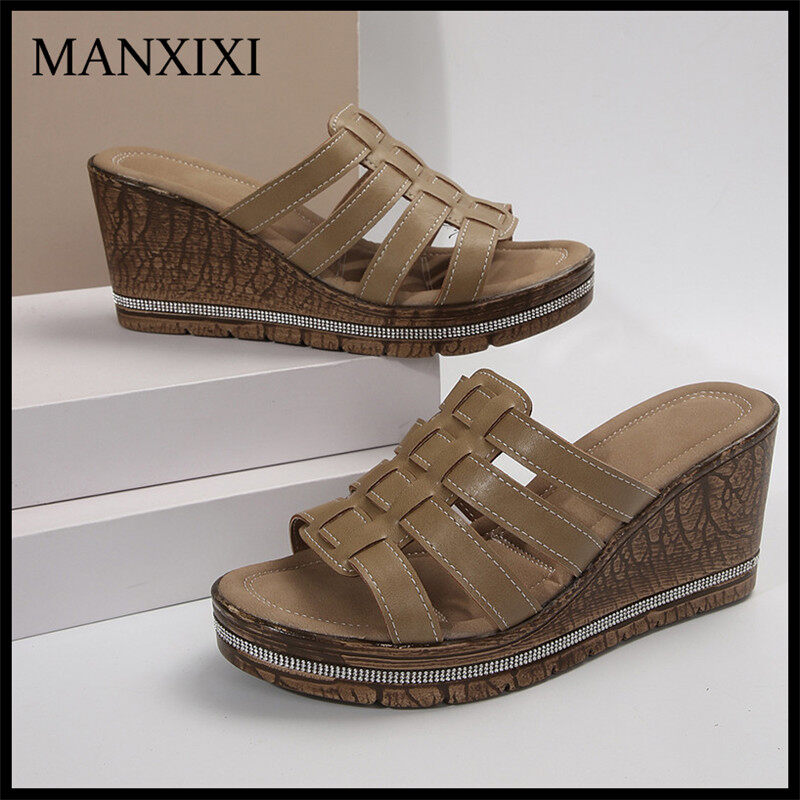 MANXIXI Fashion Women Beautiful 7 cm Wedge Sandals (36-41 Size) ราคา 512 บาท*ส่งฟรี