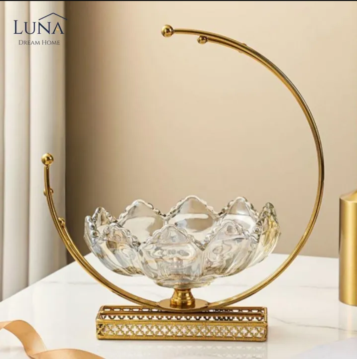 【New Arrival】Hari Raya Haji Ins Unique Kitchen Moon Fruit Glass Platter Food Storage Snacks Container With Stand