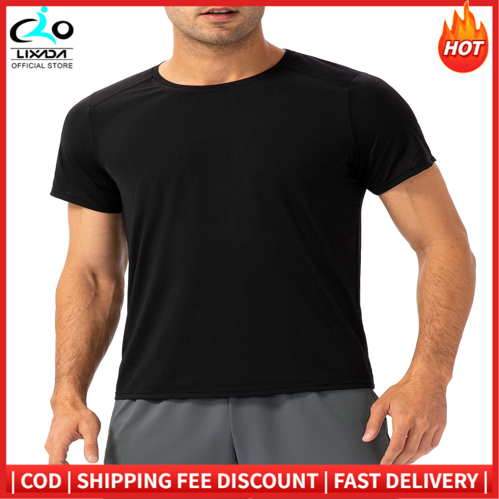 Áo thun thể thao nam áo chạy bộ tay ngắn áo tập thể dục cổ tròn