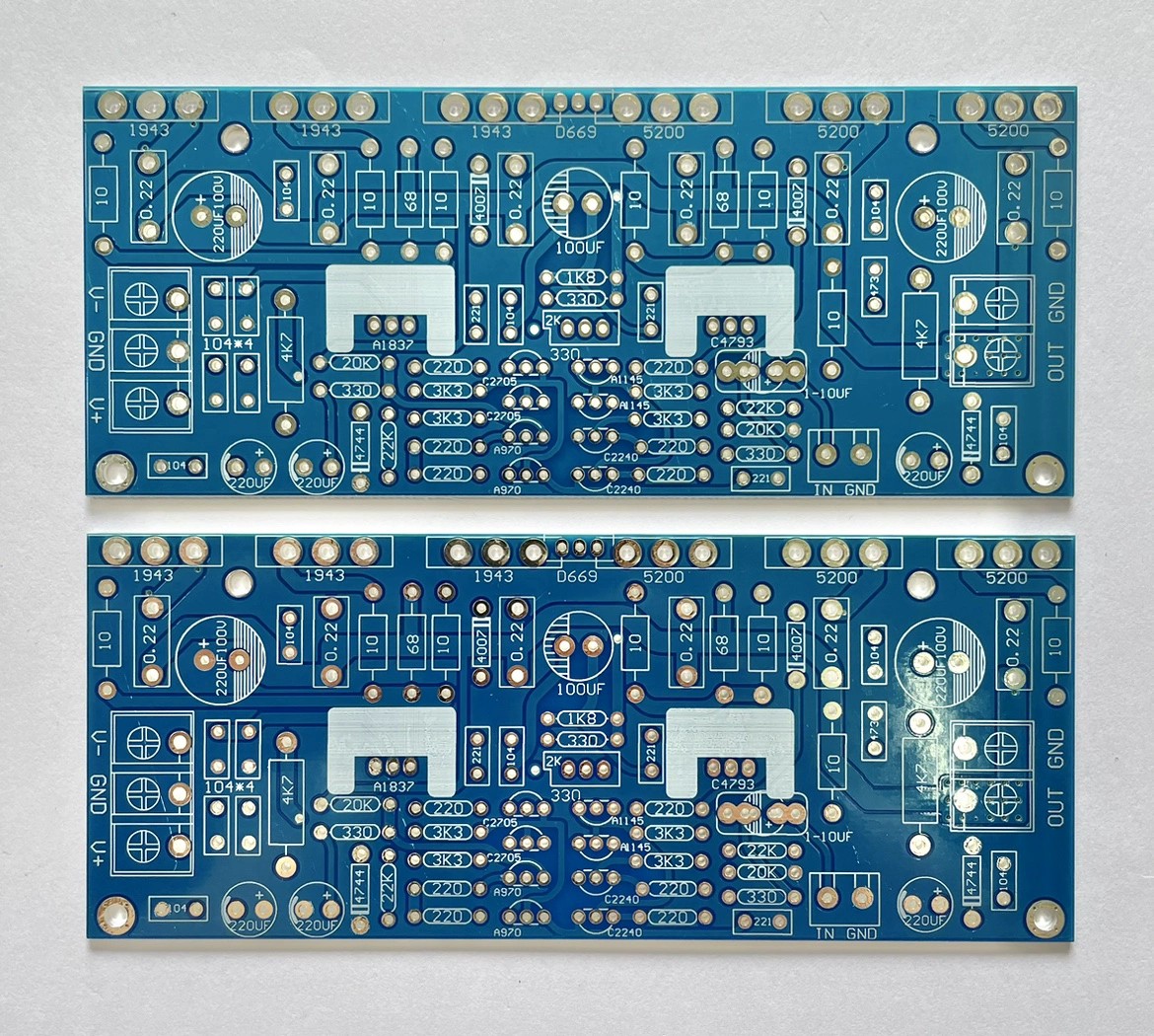 Mono 300W bảng khuếch đại công suất 1943 + 5200 công suất cao Ống phía sau PCB phiên bản trống